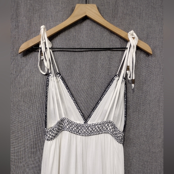 Lulus Days of Sunlight Embroidered Maxi Dress Women's S White Boho Retro Coastal - Picture 8 of 13
